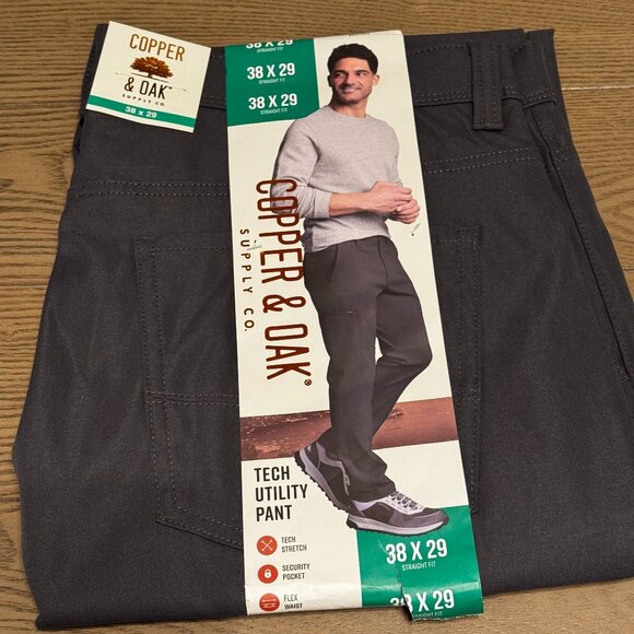 New gray Tech Utility Pant 38x29 Straight Fit - Picture 1 of 2